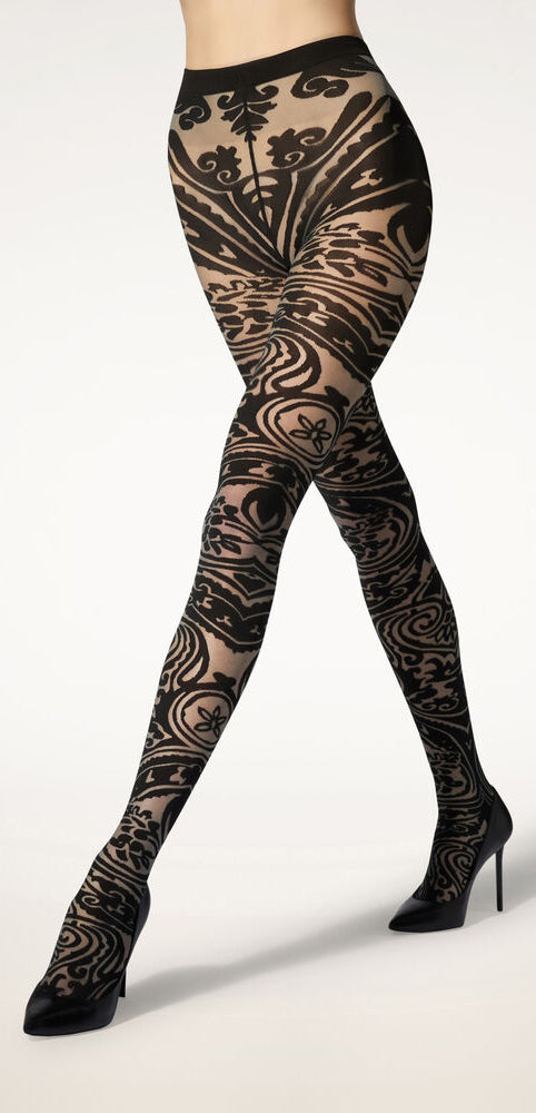 WOLFORD X ETRO GREY PAISLEY TATTOO TIGHTS Dafne Shop