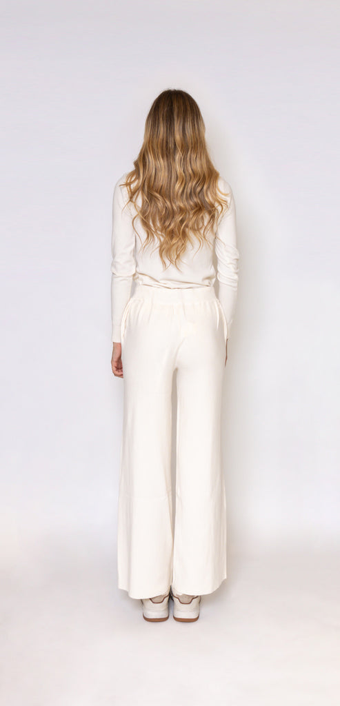 LHIER CREAM TROUSERS WITH WIDE LEG