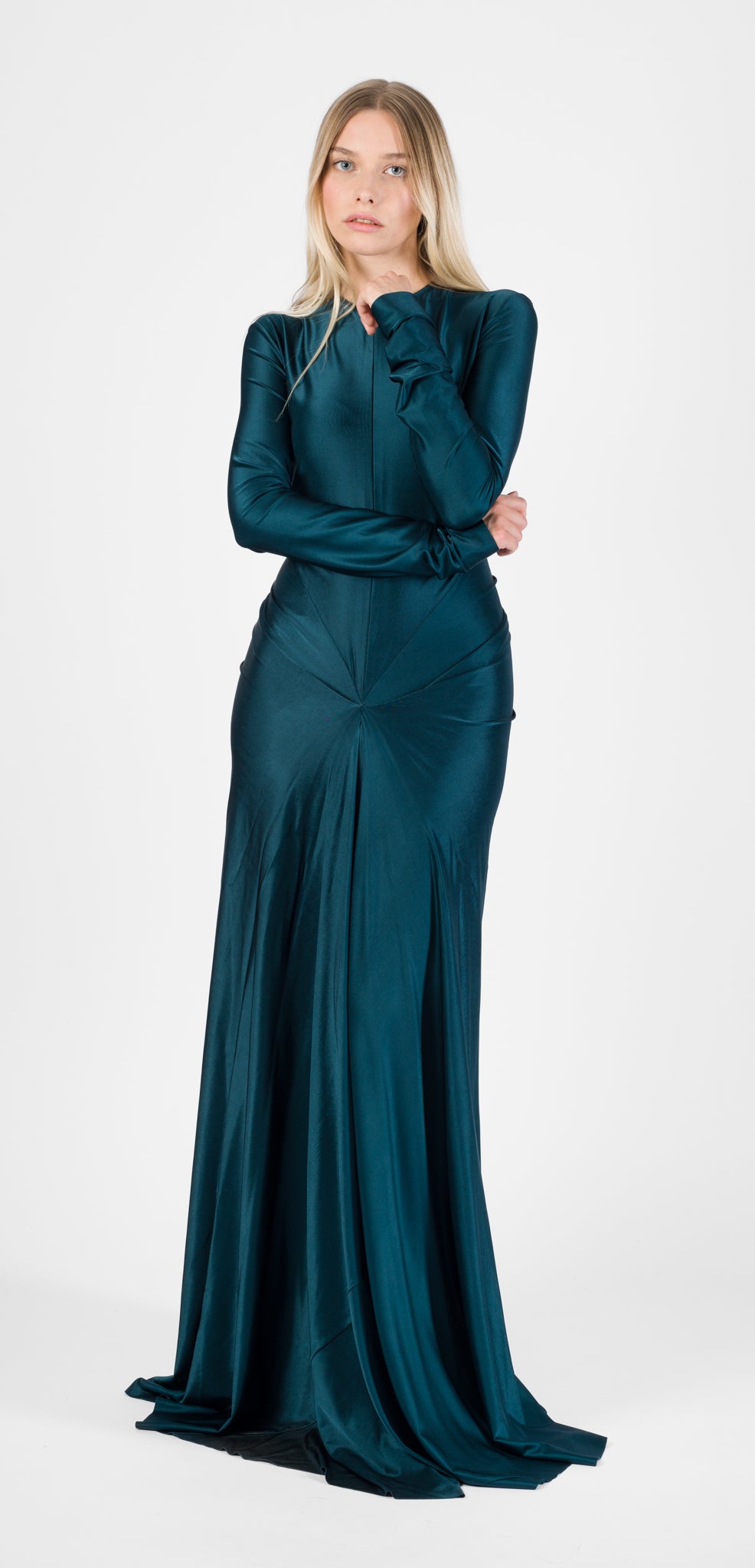 VICTORIA BECKHAM TEAL CUT-OUT DRESS