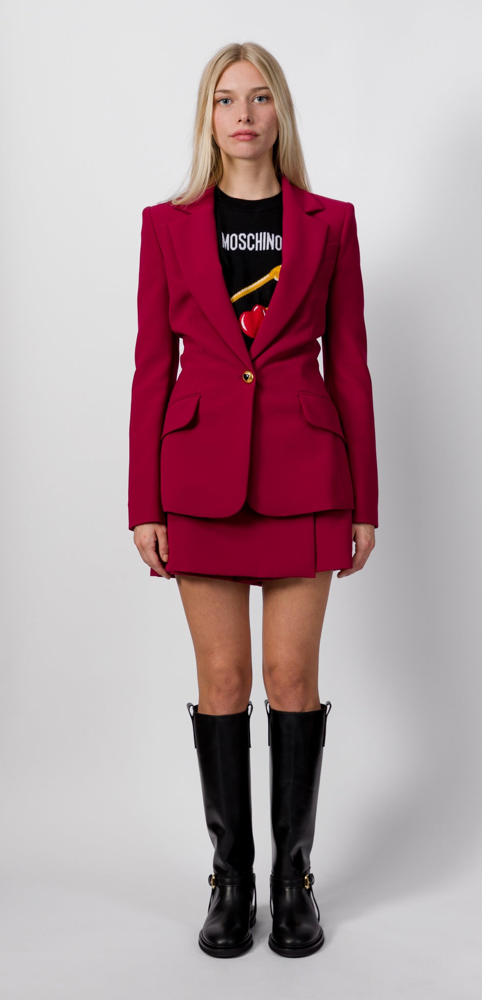 MOSCHINO RED GOLD HEART BUTTON BLAZER Dafne Shop