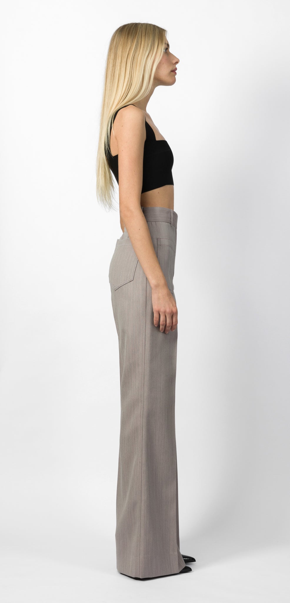 パンツ VICTORIA BECKHAM PANTALONE ALINA GREY IN WOOL VICTORIA BECKHAM Alina textured-wool wide-leg pants | NET-A