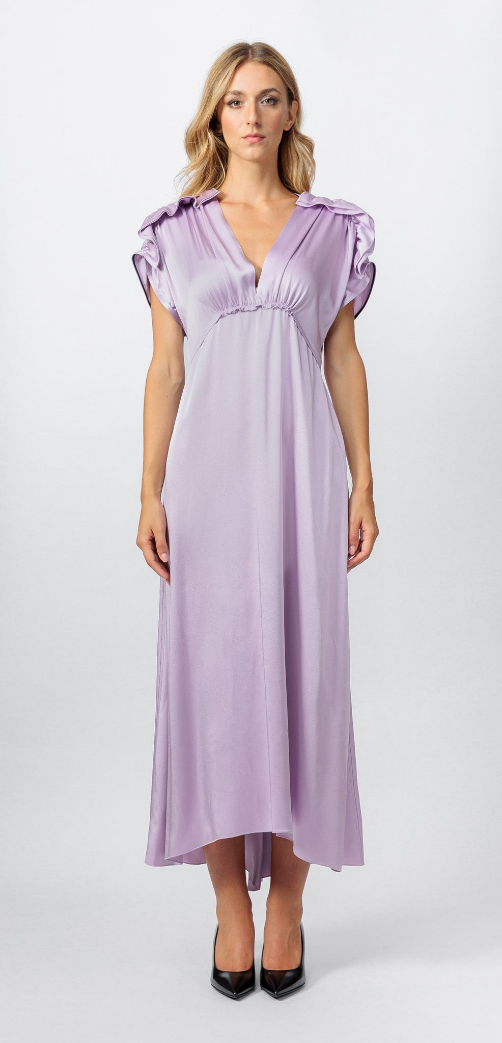 VICTORIA BECKHAM RUFFLE MIDI DRESS | Dafne Shop