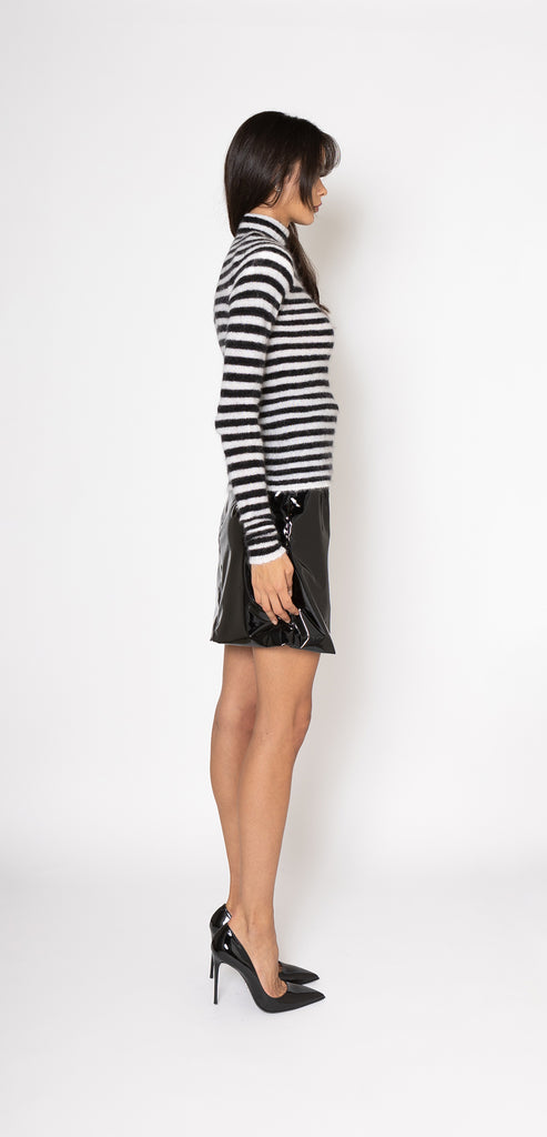 PHILOSOPHY BY LORENZO SERAFINI STRIPED SWEATER WITH PADDED SHOULDERS