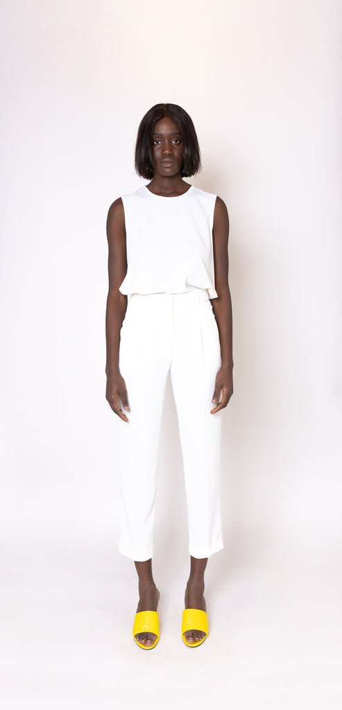 PESERICO EASY WHITE TROUSERS WITH ELASTIC