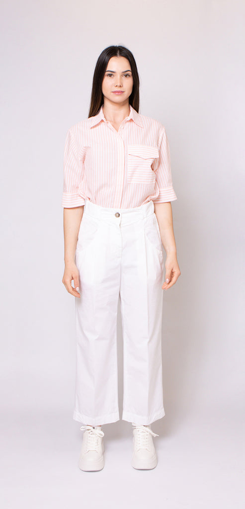 PESERICO EASY WHITE WIDE TROUSERS