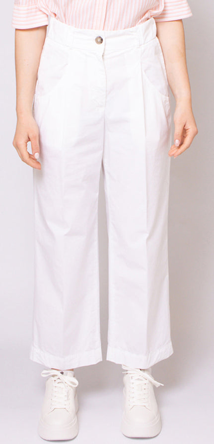PESERICO EASY WHITE WIDE TROUSERS
