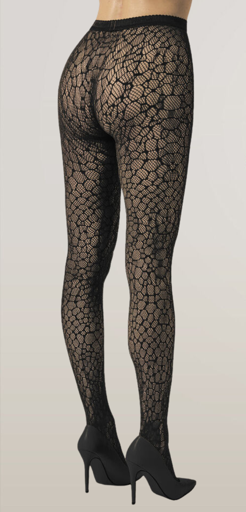 WOLFORD BLACK REPTIL NET TIGHTS