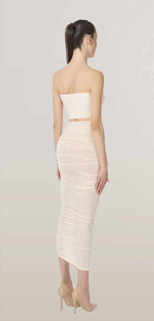 WOLFORD CREAM SHEER DRAPE SKIRT