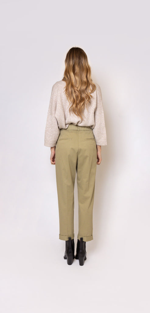PESERICO EASY GREEN HIGH WAISTED TROUSERS