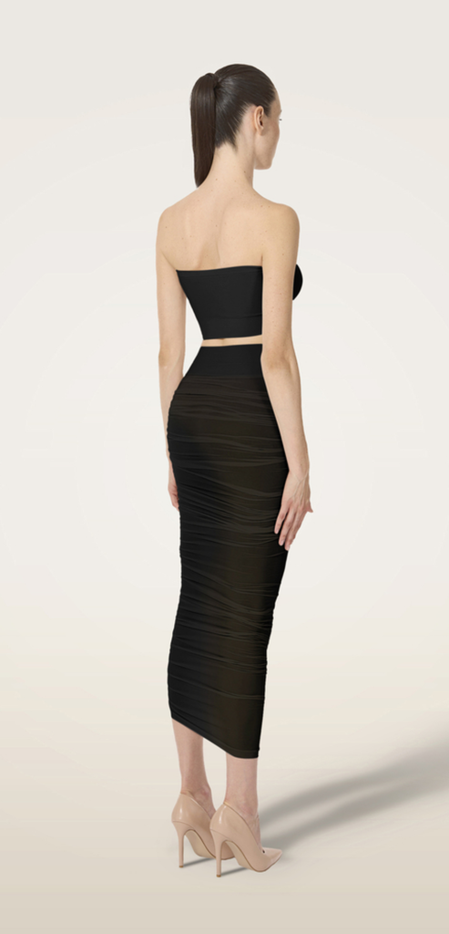 WOLFORD BLACK SHEER DRAPE SKIRT