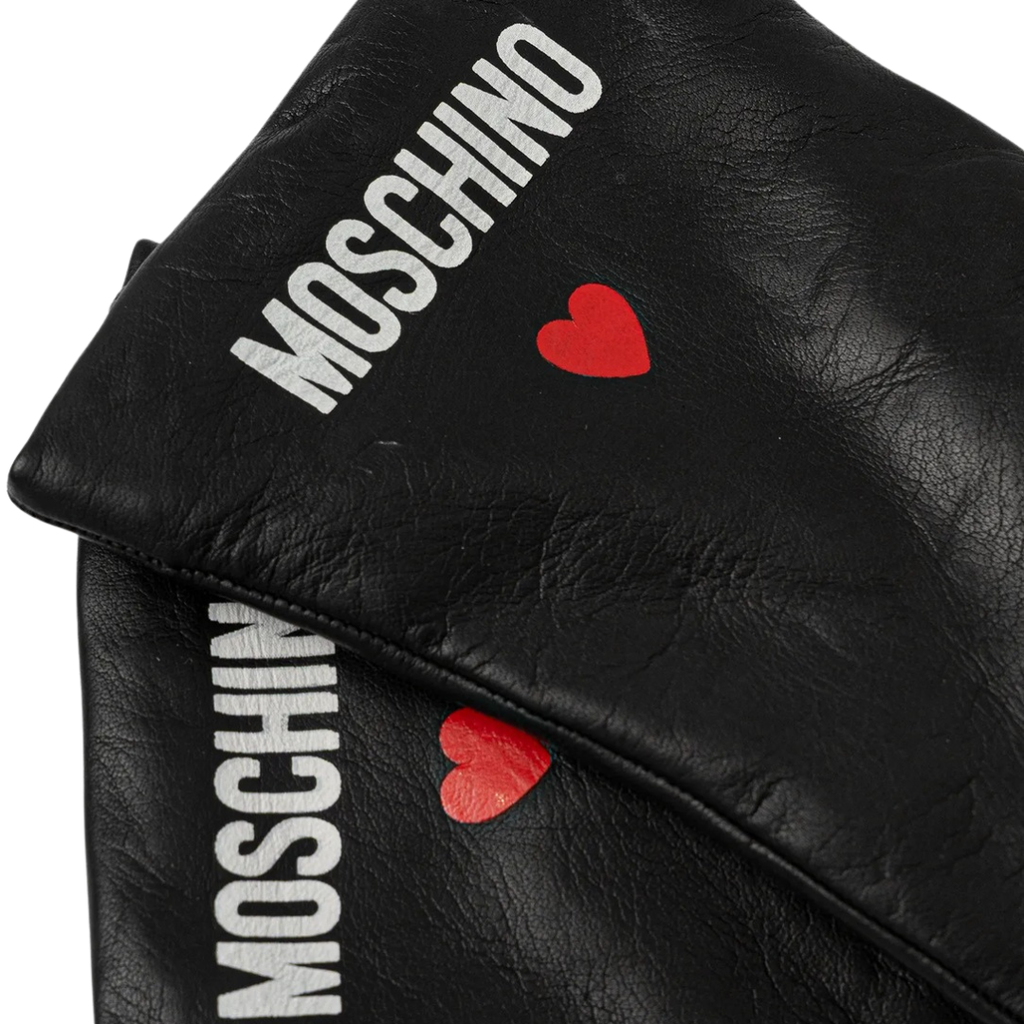 MOSCHINO GUANTO IN PELLE NERO