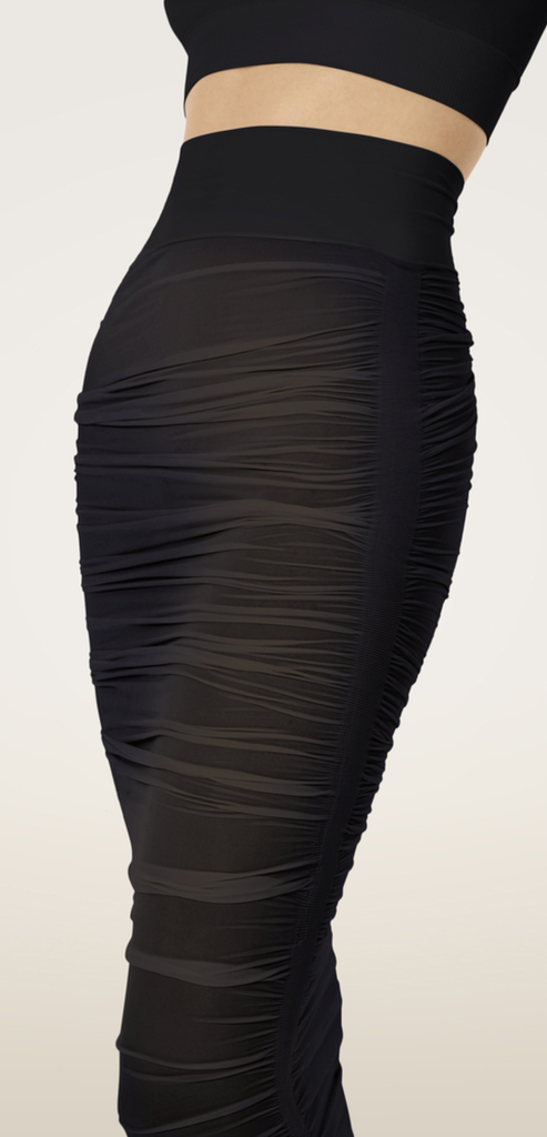 WOLFORD BLACK SHEER DRAPE SKIRT