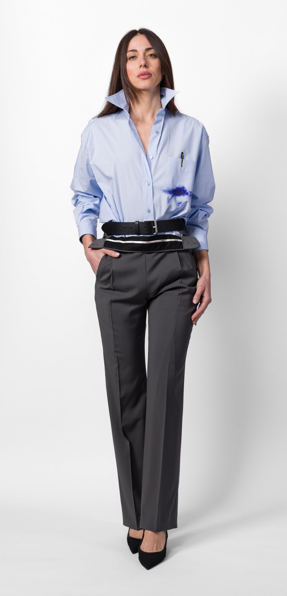 MOSCHINO GREY TROUSER WITH BELT | Dafne Shop