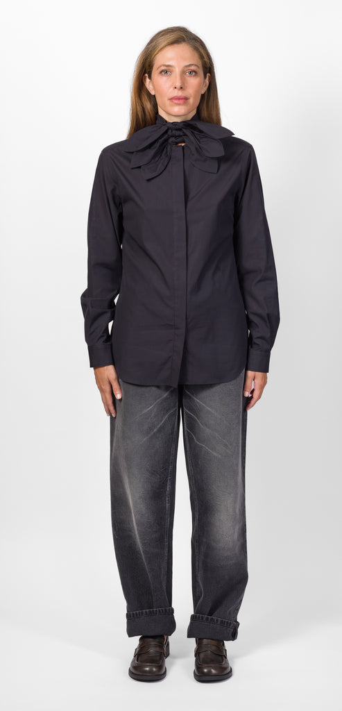 MOSCHINO CAMICIA IN POPELINE DI COTONE NERA