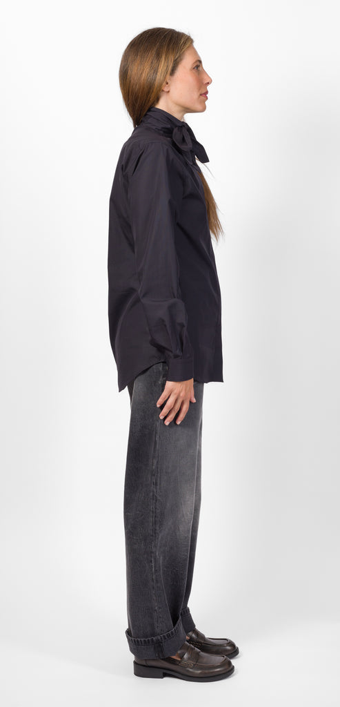 MOSCHINO CAMICIA IN POPELINE DI COTONE NERA