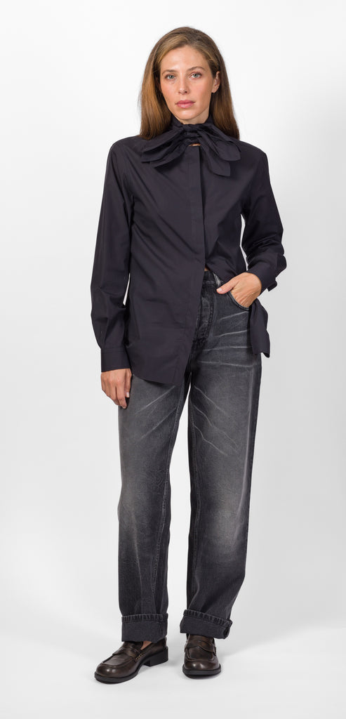 MOSCHINO CAMICIA IN POPELINE DI COTONE NERA