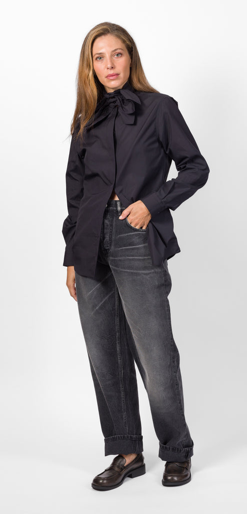 MOSCHINO CAMICIA IN POPELINE DI COTONE NERA