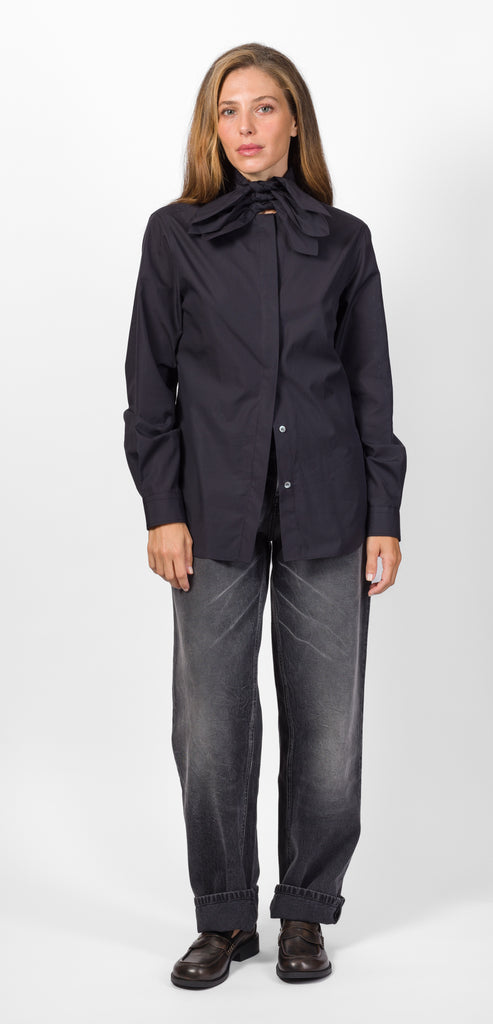 MOSCHINO CAMICIA IN POPELINE DI COTONE NERA