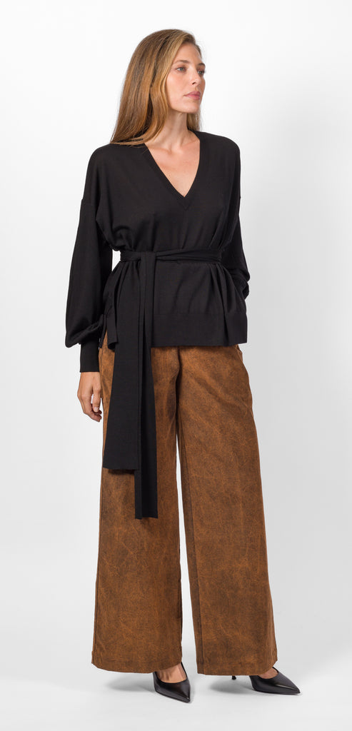 BALLANTYNE BLACK SWEATER WITH SCARF