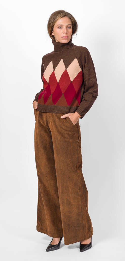 BALLANTYNE BROWN DIAMOND SWEATER