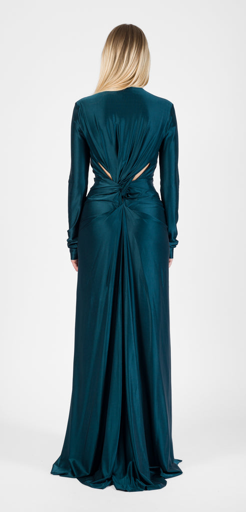 VICTORIA BECKHAM TEAL CUT-OUT DRESS