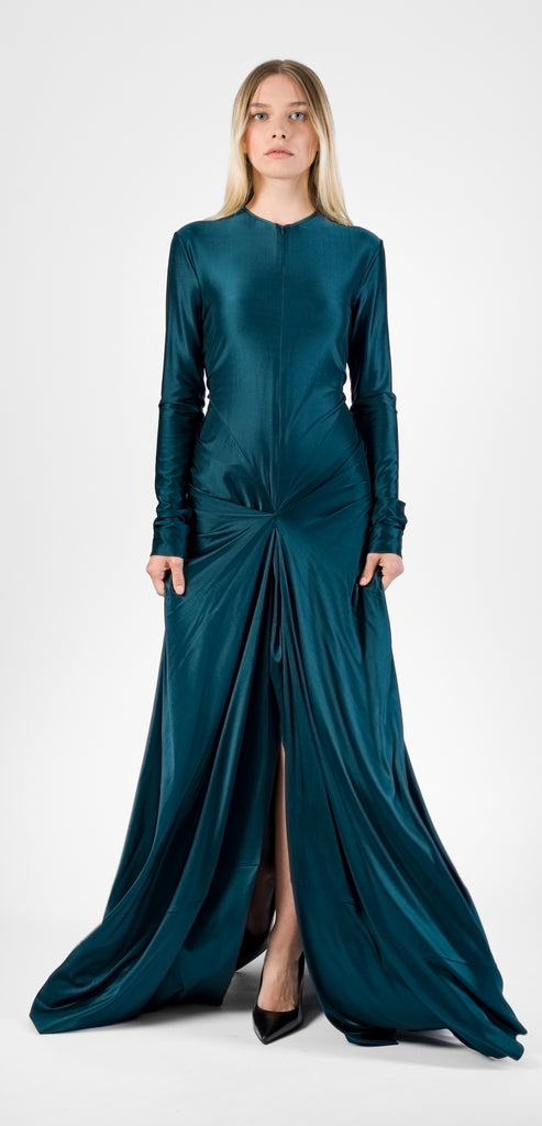 VICTORIA BECKHAM TEAL CUT-OUT DRESS