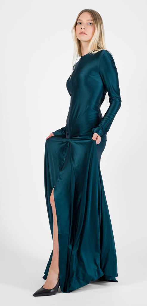 VICTORIA BECKHAM TEAL CUT-OUT DRESS