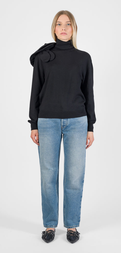 MOSCHINO COUTURE MAGLIONE NERO CON FIORE