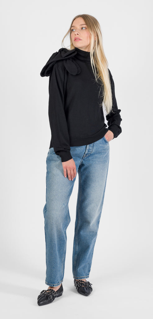 MOSCHINO COUTURE MAGLIONE NERO CON FIORE