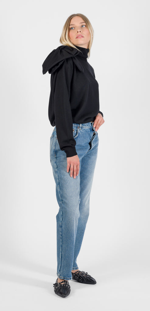 MOSCHINO COUTURE MAGLIONE NERO CON FIORE