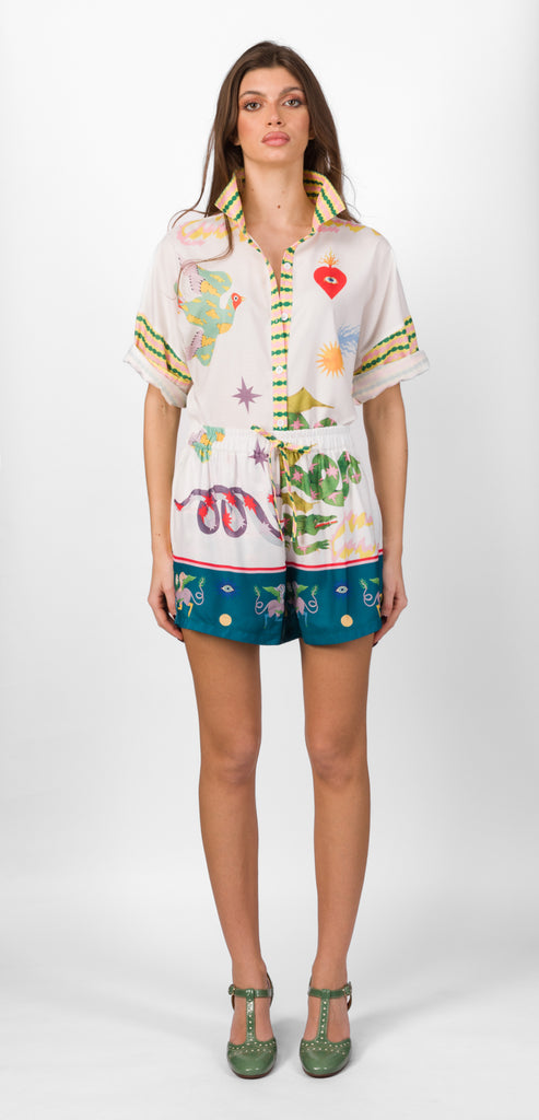 ODÌ ODÌ WHITE ADDAURA SHORTS