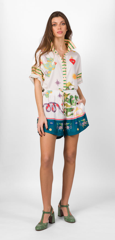 ODÌ ODÌ WHITE ADDAURA SHORTS