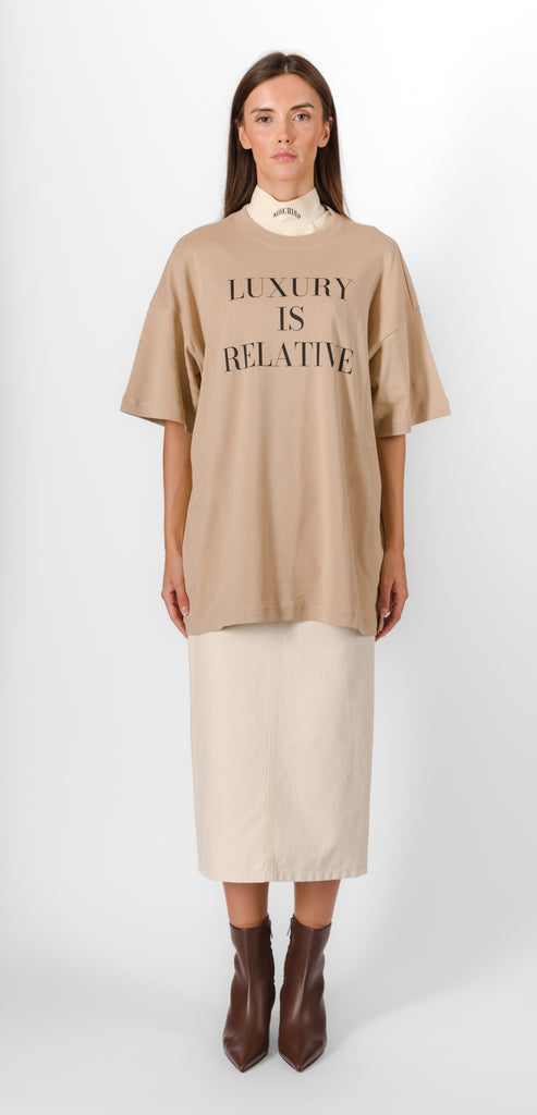 MOSCHINO "LUXURY IS RELATIVE" T-SHIRT
