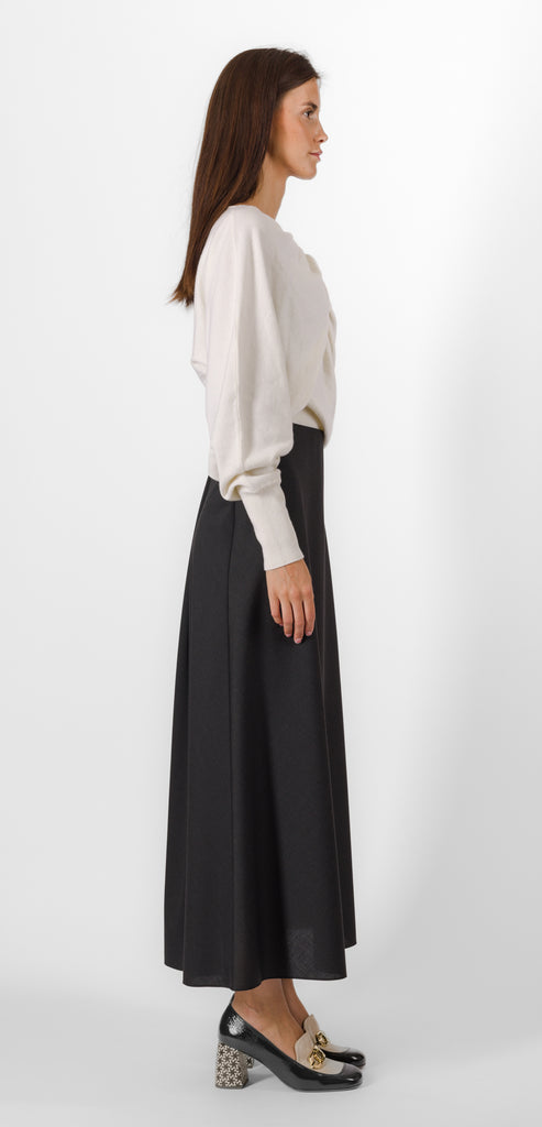 ALBERTA FERRETTI GRAY WOOL SKIRT