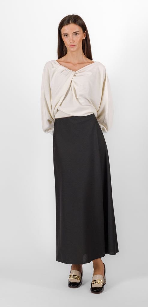 ALBERTA FERRETTI GRAY WOOL SKIRT