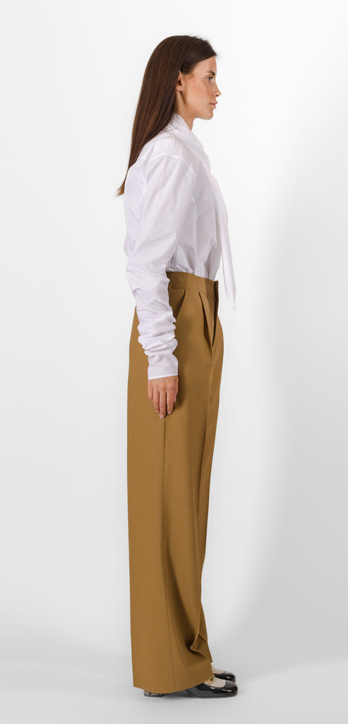 ALBERTA FERRETTI BROWN WOOL TROUSERS