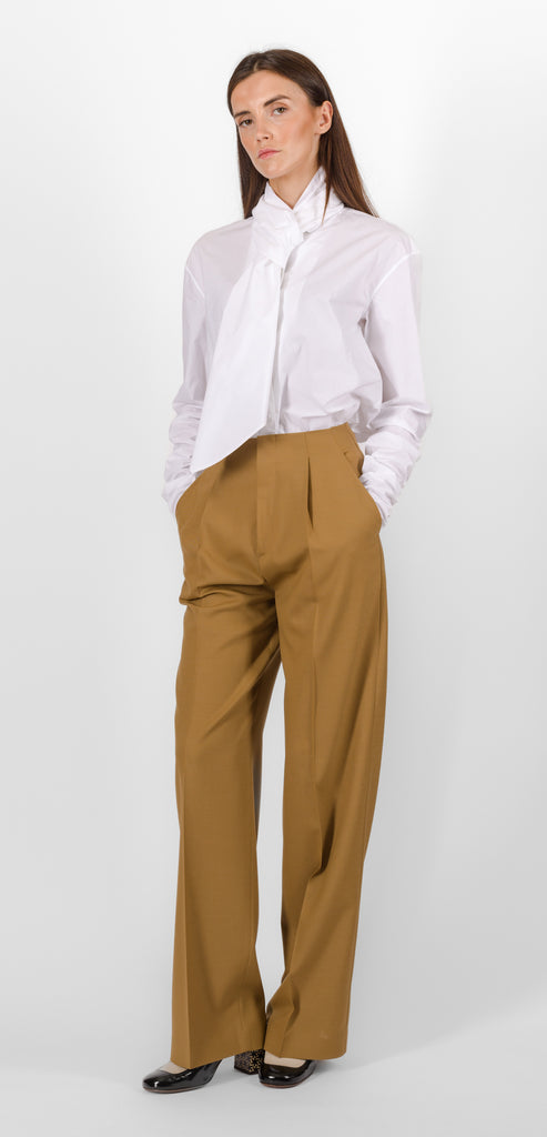 ALBERTA FERRETTI BROWN WOOL TROUSERS