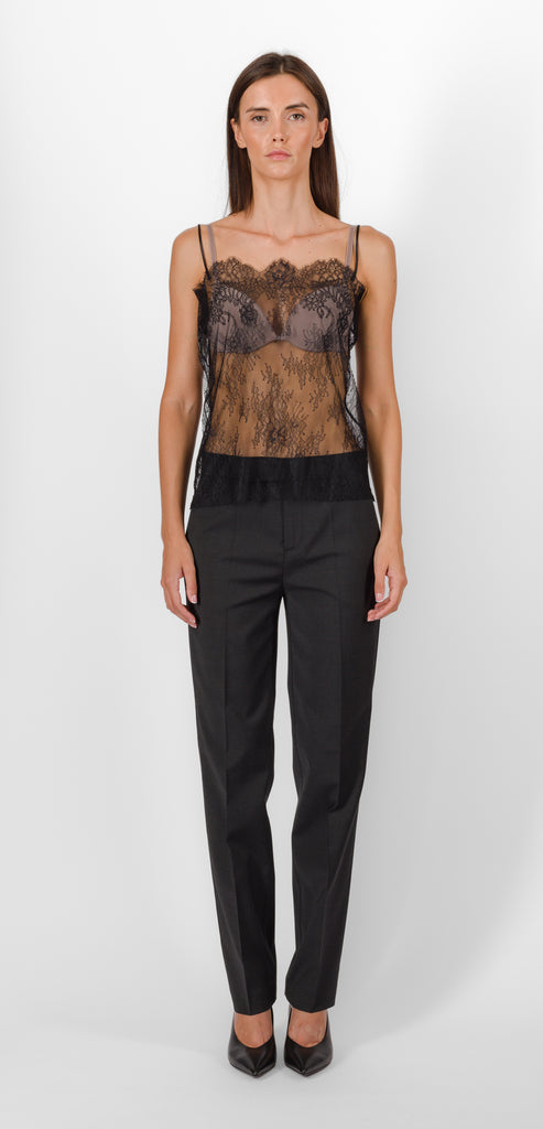 ALBERTA FERRETTI BLACK TRANSPARENT LACE TOP