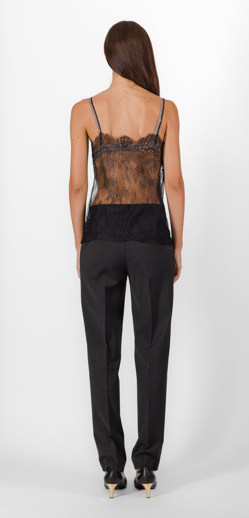 ALBERTA FERRETTI BLACK TRANSPARENT LACE TOP