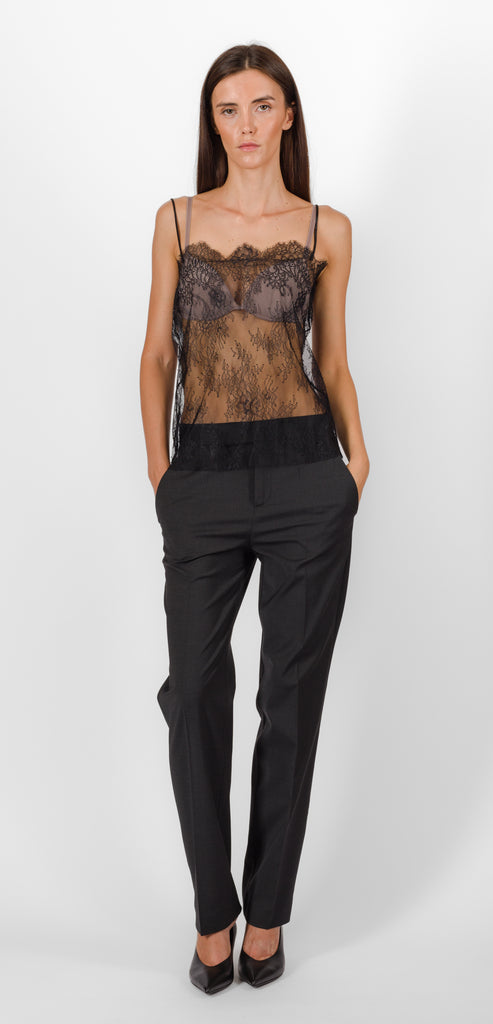 ALBERTA FERRETTI BLACK TRANSPARENT LACE TOP