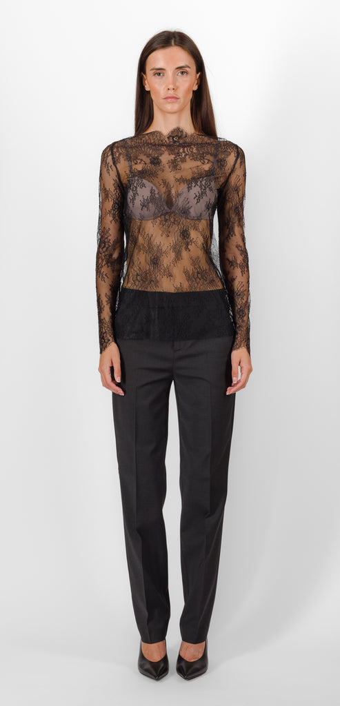 ALBERTA FERRETTI BLACK TRANSPARENT LACE TOP