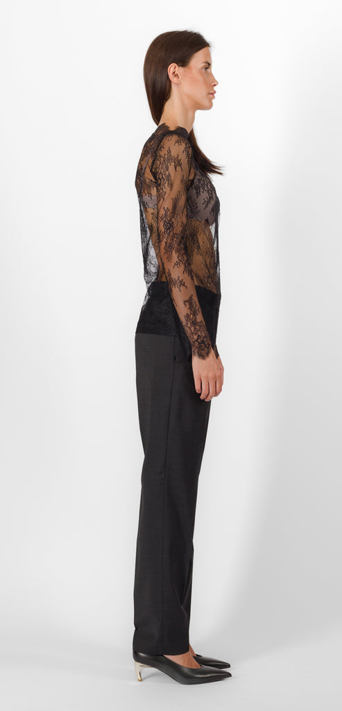 ALBERTA FERRETTI BLACK TRANSPARENT LACE TOP