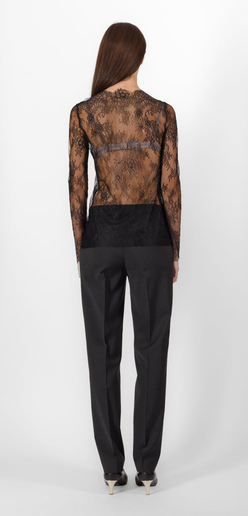 ALBERTA FERRETTI BLACK TRANSPARENT LACE TOP