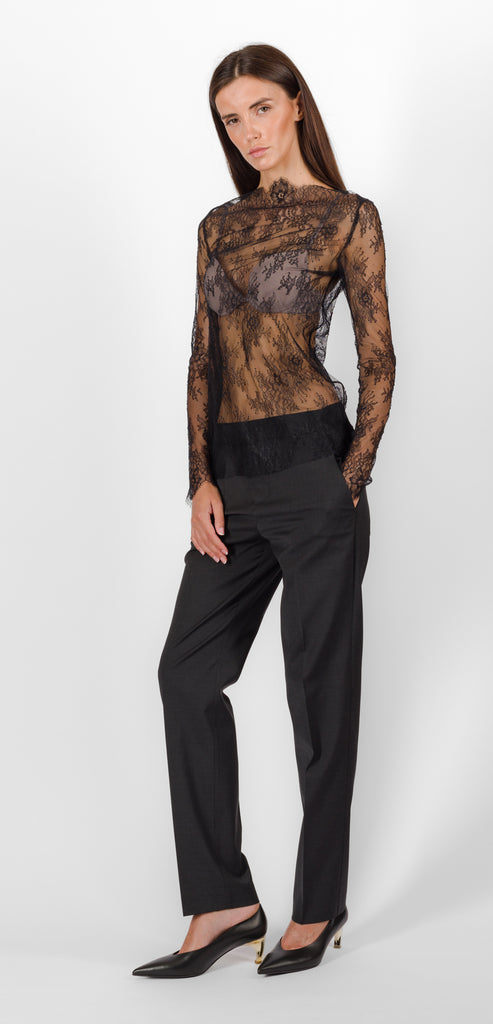 ALBERTA FERRETTI BLACK TRANSPARENT LACE TOP