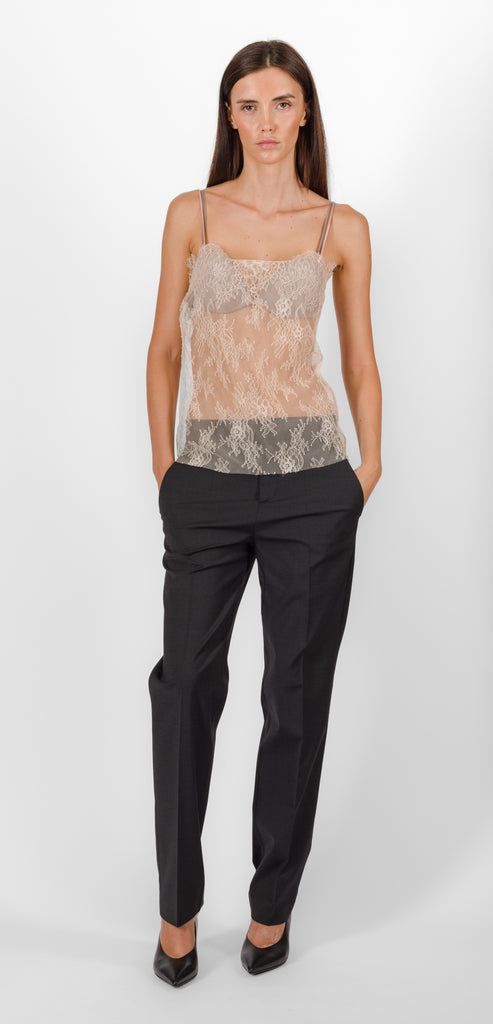 ALBERTA FERRETTI ROSE TRANSPARENT LACE TOP