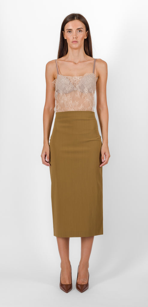 ALBERTA FERRETTI GREEN STRETCH SKIRT