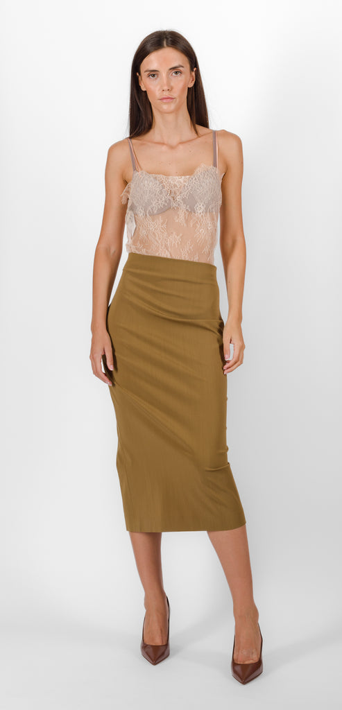 ALBERTA FERRETTI GREEN STRETCH SKIRT