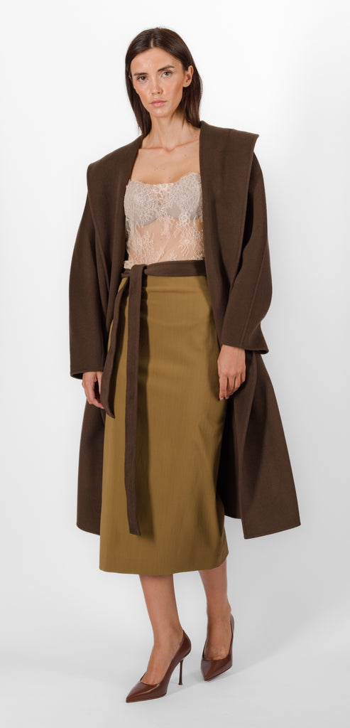 ALBERTA FERRETTI BROWN WOOL COAT