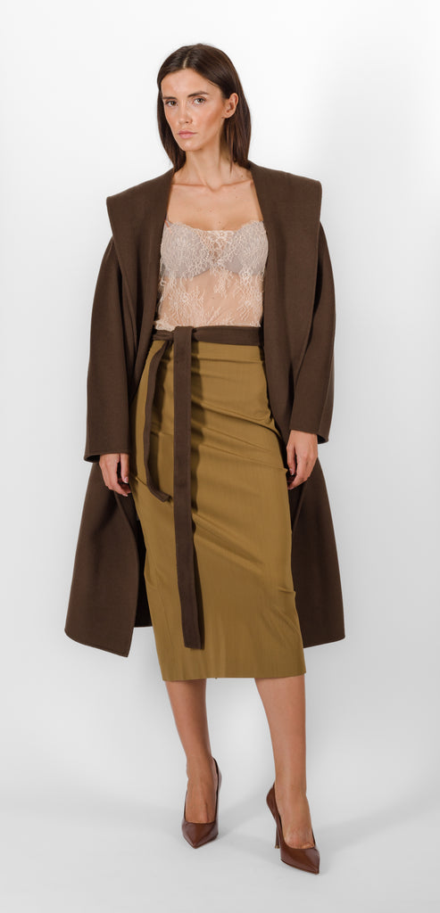 ALBERTA FERRETTI BROWN WOOL COAT