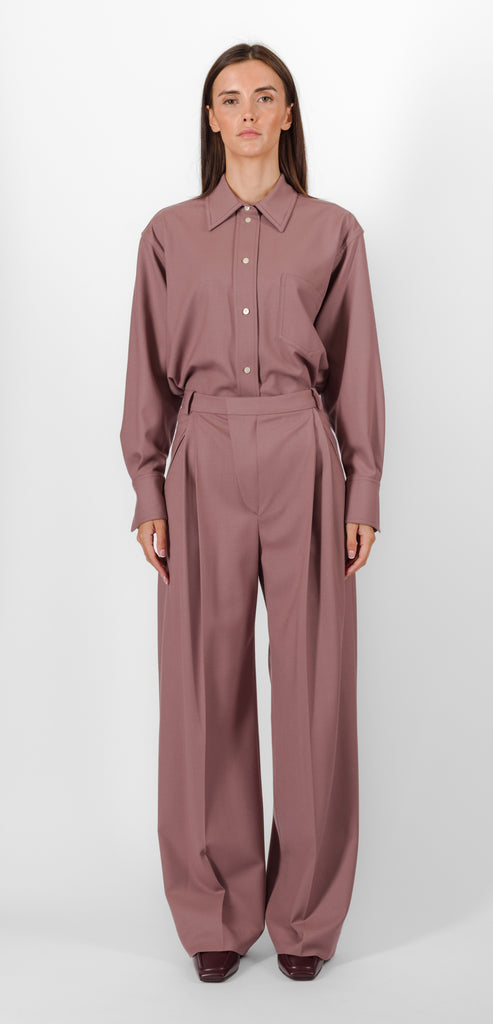 VICTORIA BECKHAM MAUVE WIDE LEG TROUSER